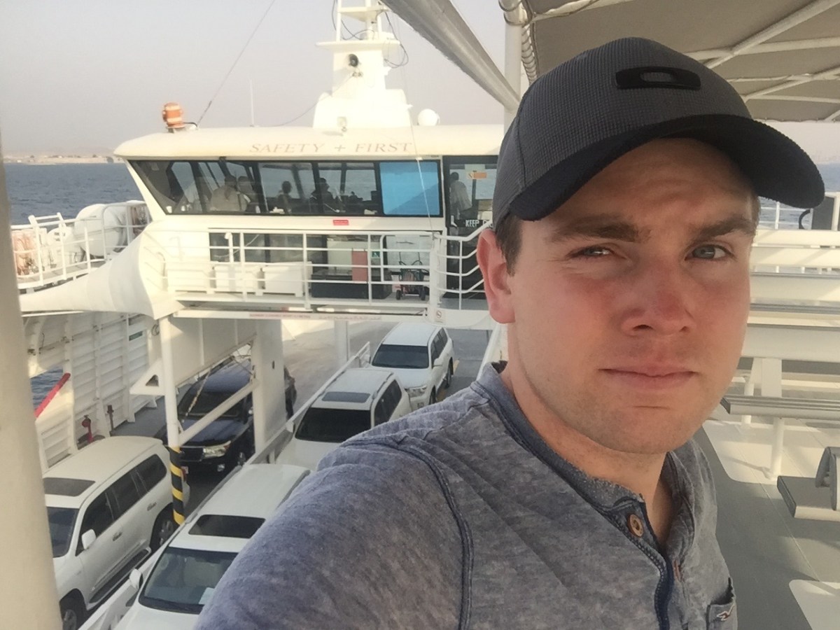 Chris auf einer Fähre